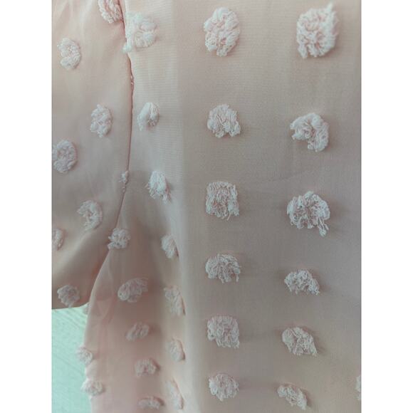 Blooming Lily Blush Pink Swiss Dot Sheer Blouse Medium Feminine Textured Top - Picture 4 of 8